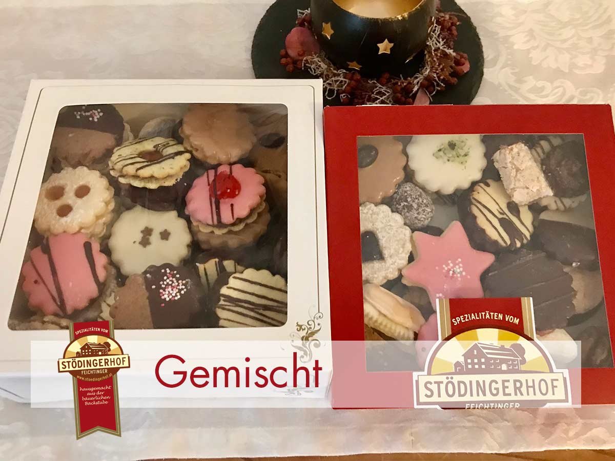 Gemischte Kekse in Geschenkboxen